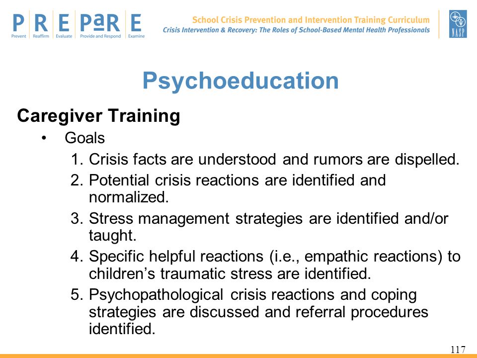 Psychoeducation Caregiver Training Goals