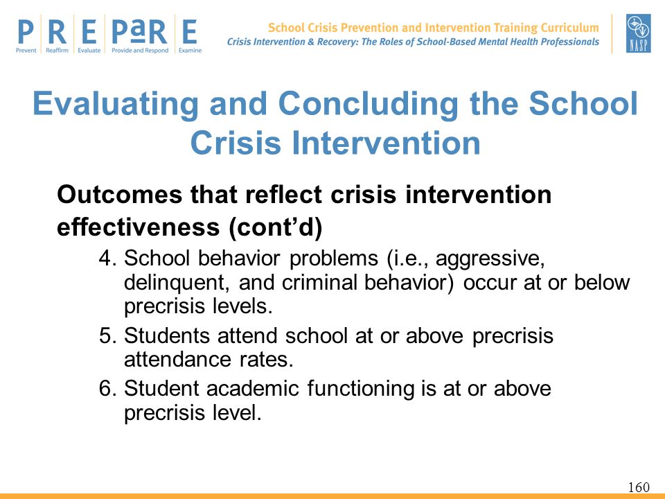Evaluating and Concluding the School Crisis Intervention