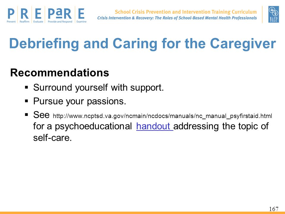 Debriefing and Caring for the Caregiver