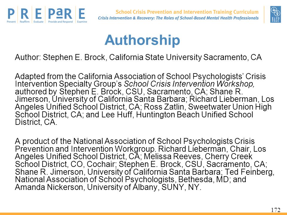 Authorship Author: Stephen E. Brock, California State University Sacramento, CA.