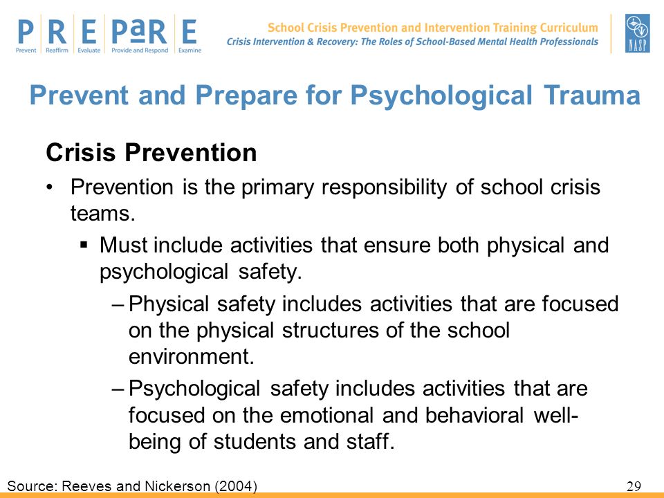 Prevent and Prepare for Psychological Trauma