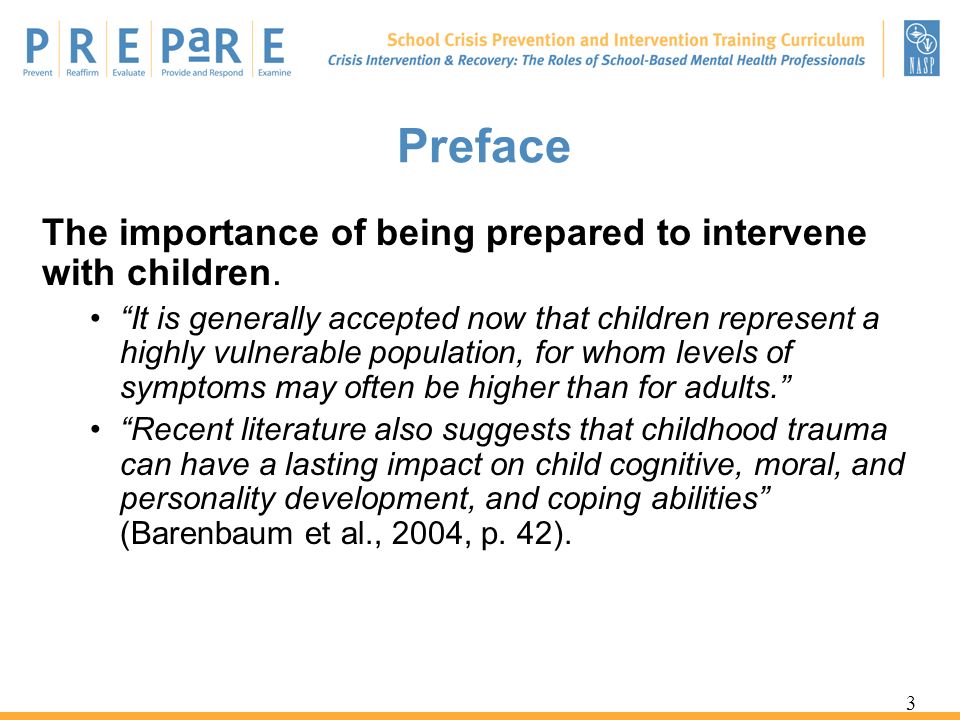 Preface The importance of being prepared to intervene with children.