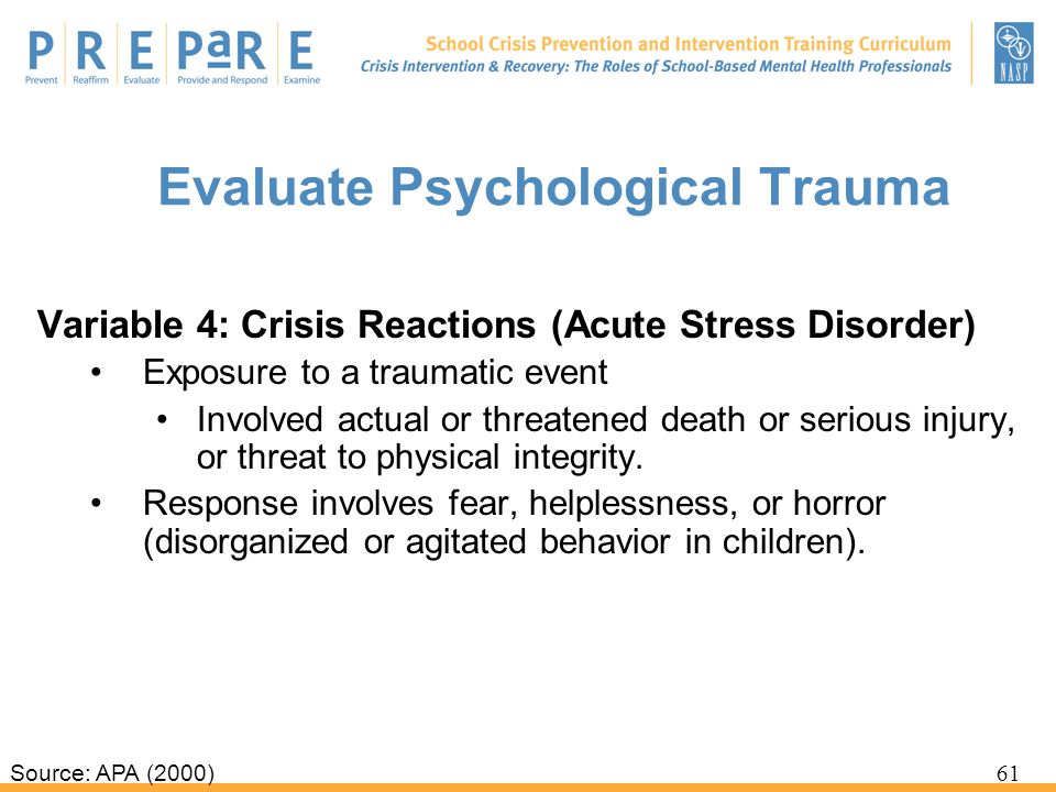 Evaluate Psychological Trauma