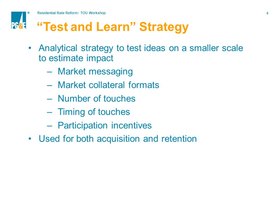 Test and Learn Strategy