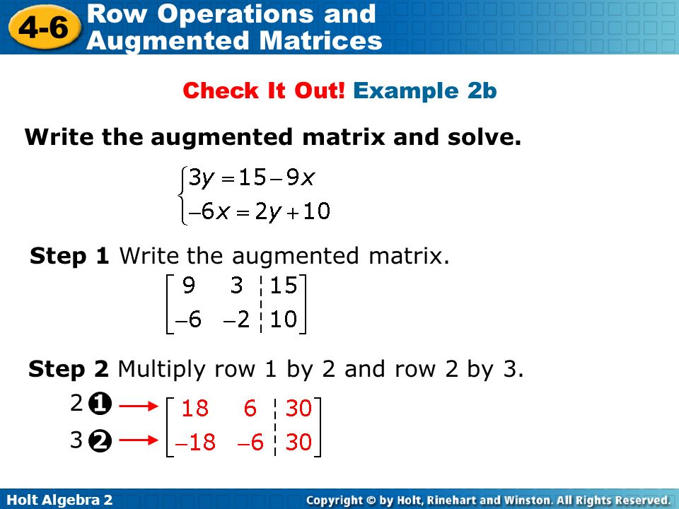 4-6 Row Operations and Augmented Matrices Warm Up Lesson Presentation - ppt  video online download