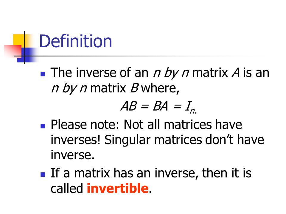 Matrix Inversion. - ppt video online download