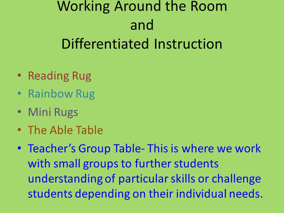 Working Around the Room and Differentiated Instruction