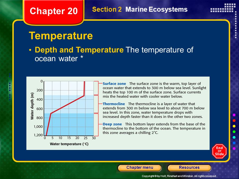 Chapter 20 Section 2 Marine Ecosystems. Temperature.