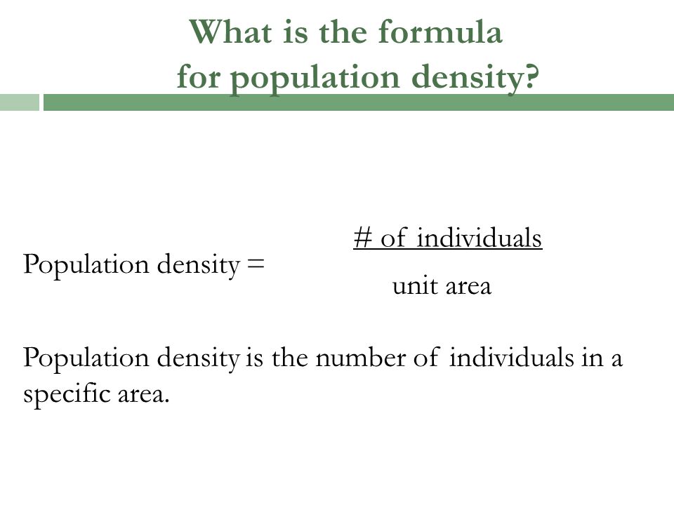 What is the formula for population density