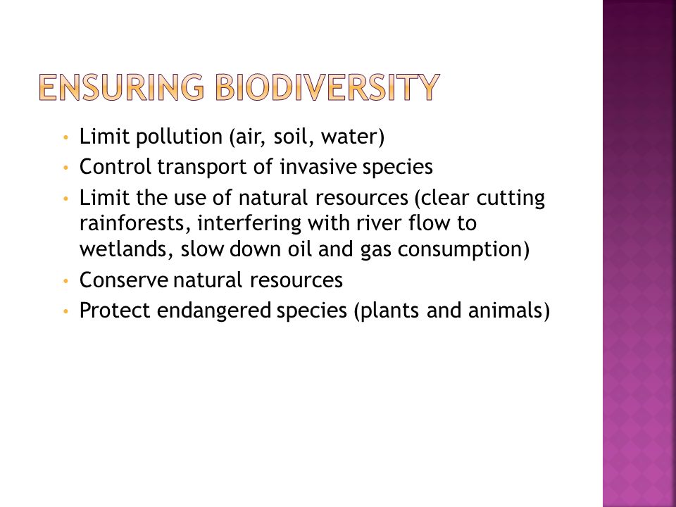 Ensuring Biodiversity