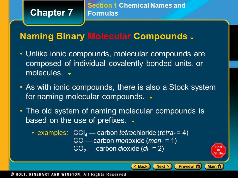 Naming Binary Molecular Compounds