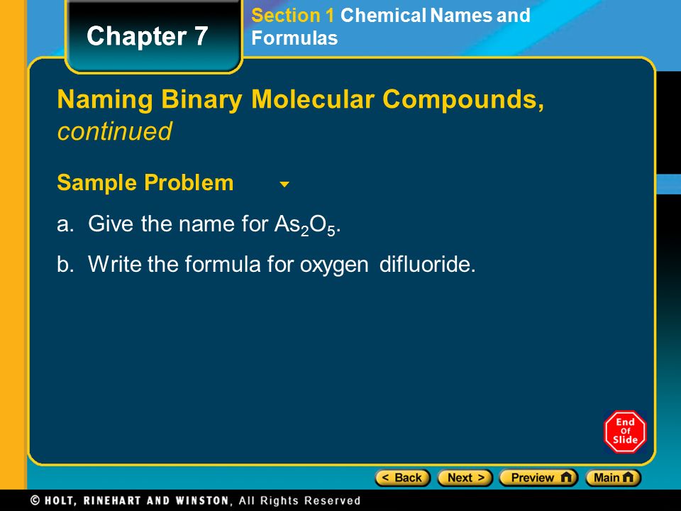 Naming Binary Molecular Compounds, continued