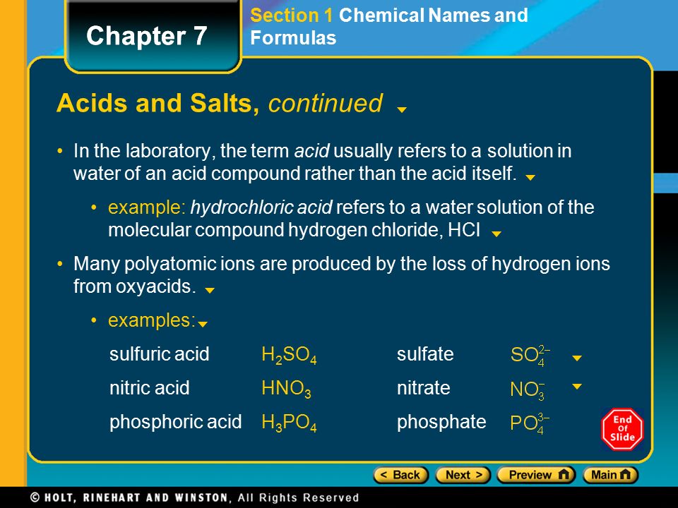 Acids and Salts, continued
