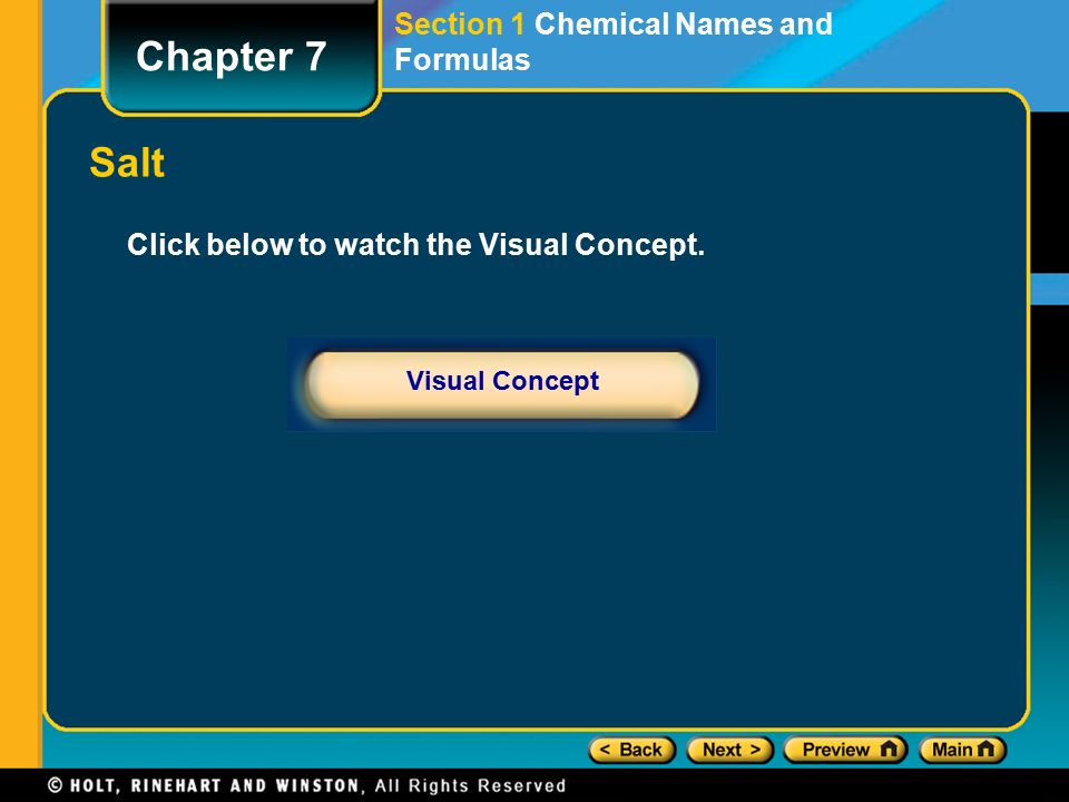 Salt Section 1 Chemical Names and Formulas