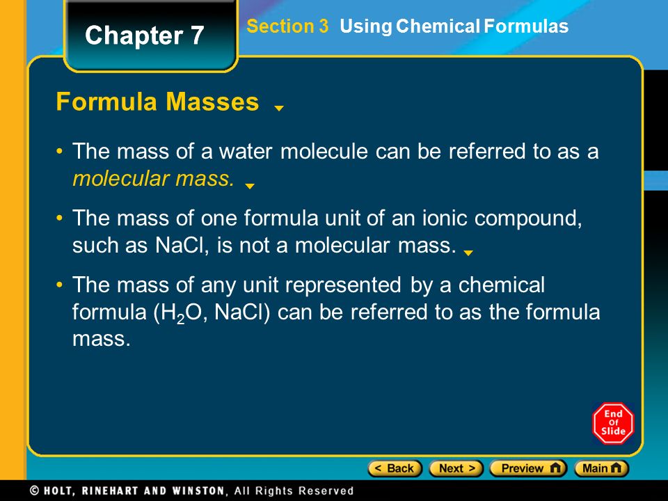 Chapter 7 Formula Masses