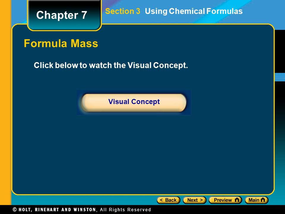 Formula Mass Section 3 Using Chemical Formulas