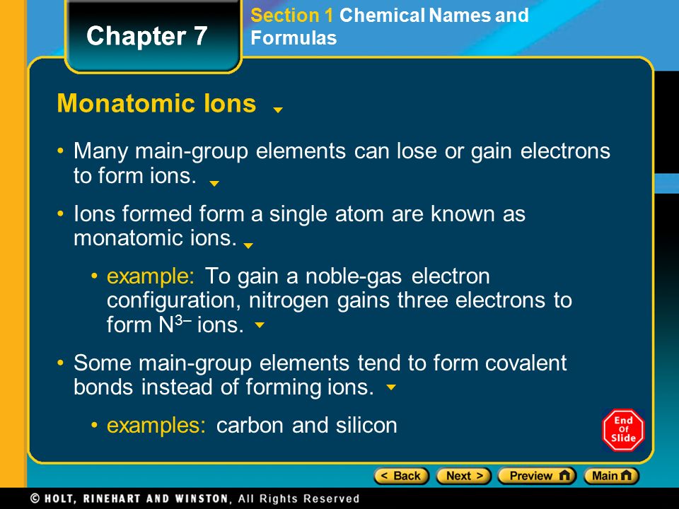 Chapter 7 Monatomic Ions