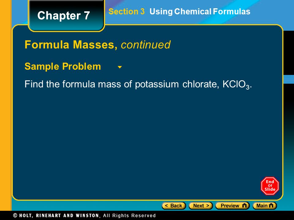Formula Masses, continued