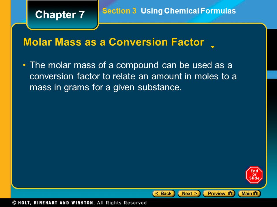 Molar Mass as a Conversion Factor