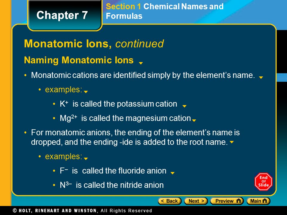 Monatomic Ions, continued