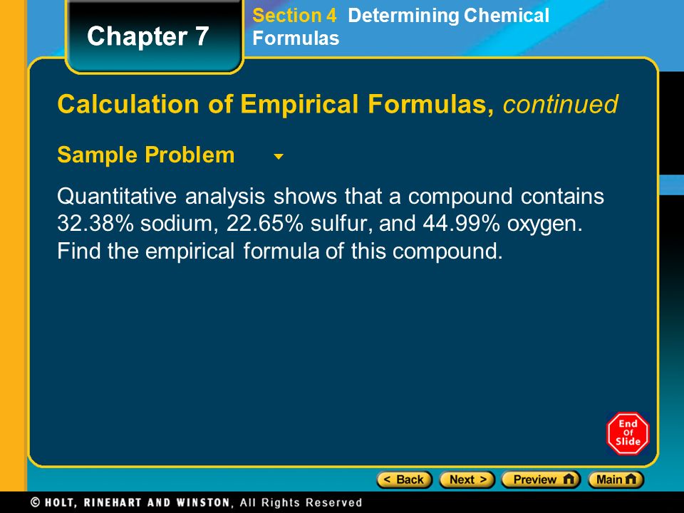 Calculation of Empirical Formulas, continued
