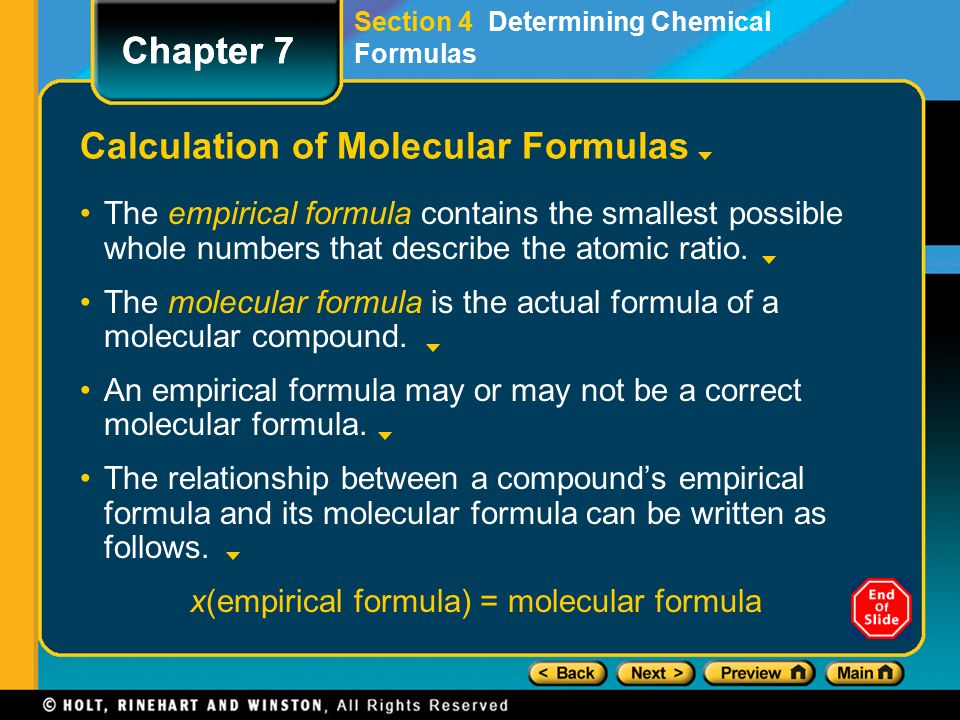 Calculation of Molecular Formulas