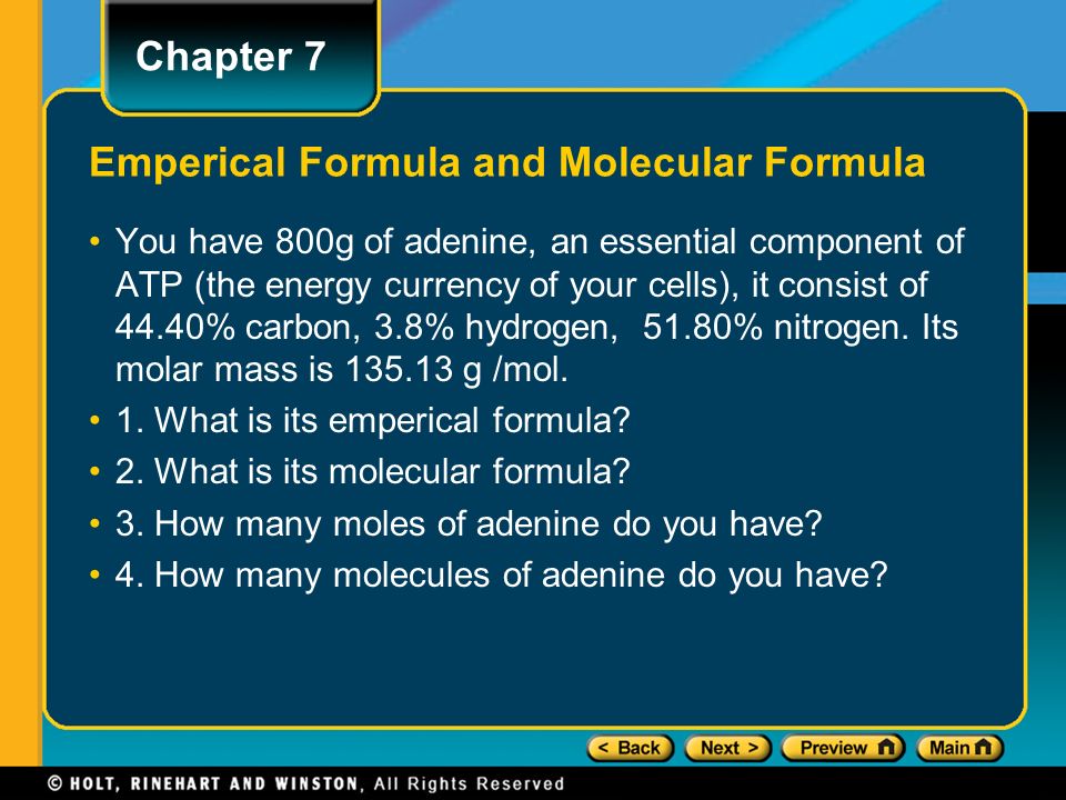 Emperical Formula and Molecular Formula