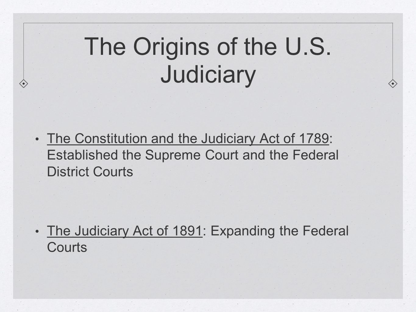The Origins of the U.S. Judiciary