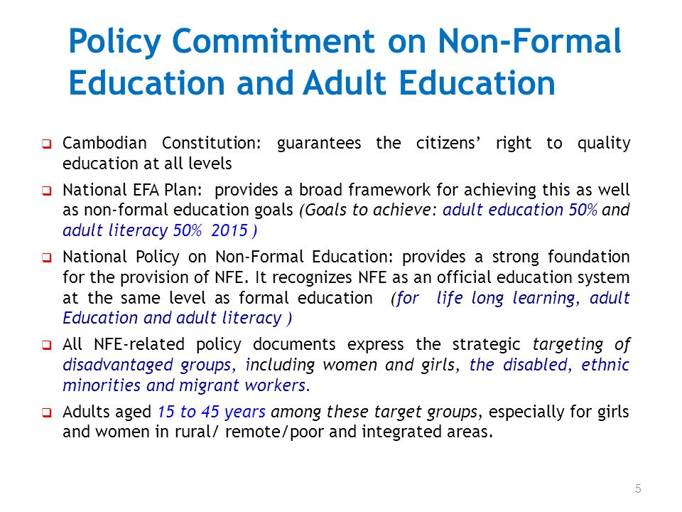 goals of non formal education