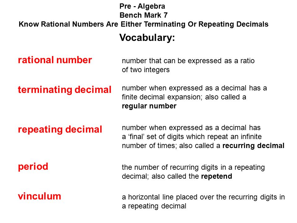 Know Rational Numbers Are Either Terminating Or Repeating Decimals