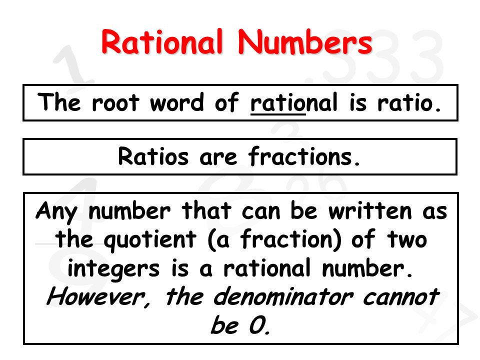 The root word of rational is ratio.