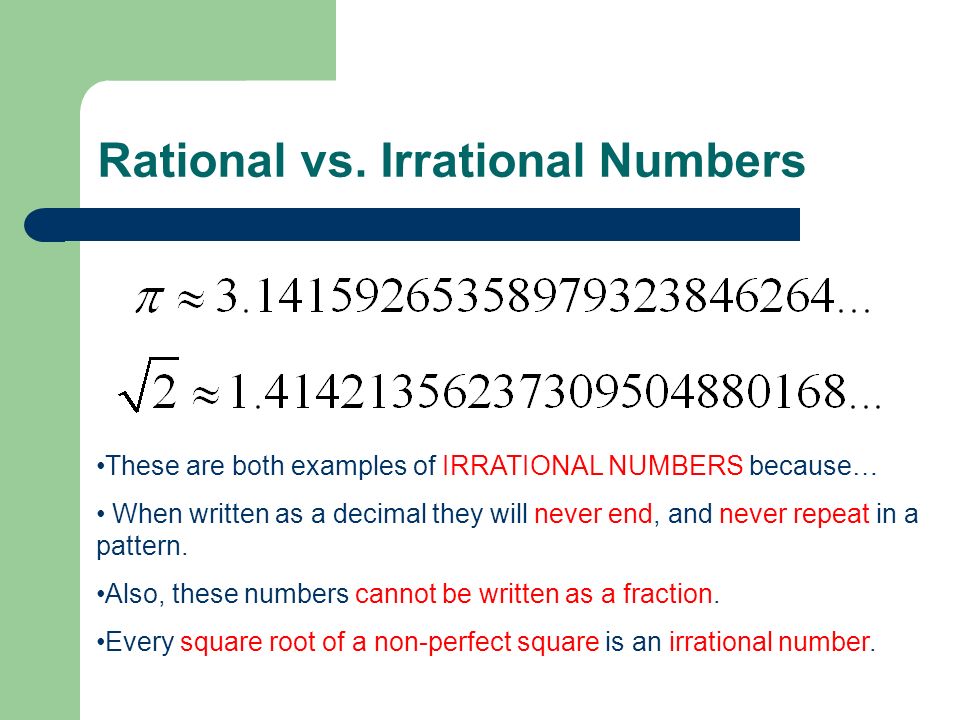 Rational vs. Irrational Numbers