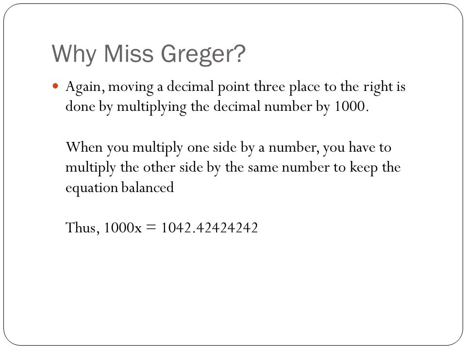 Why Miss Greger