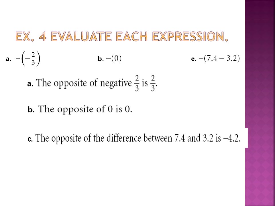 Ex. 4 EvaLUATE EACH EXPRESSION.