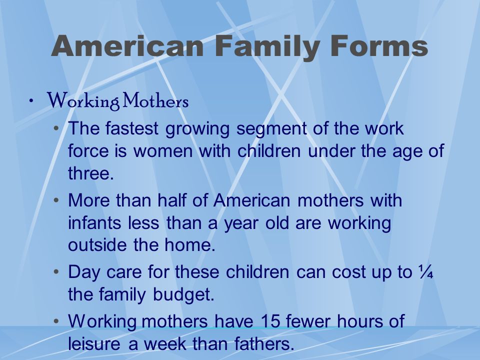 American Family Forms Working Mothers