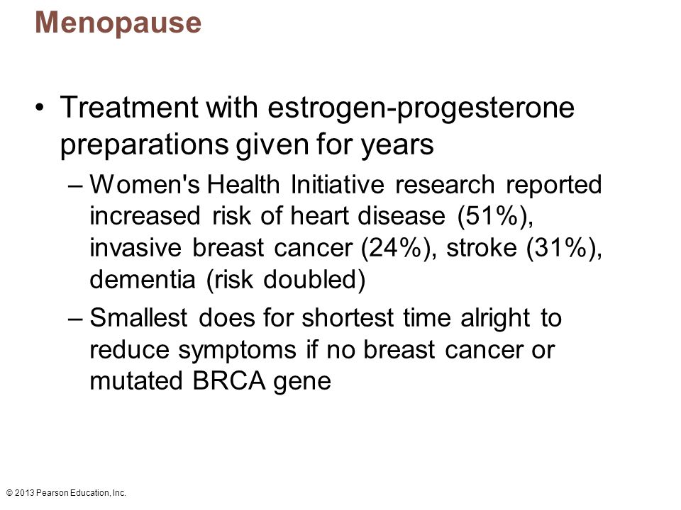 Treatment with estrogen-progesterone preparations given for years