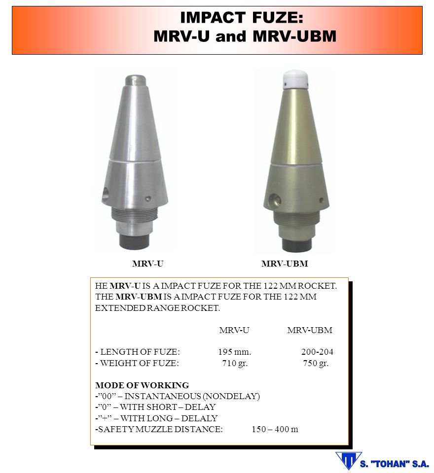 IMPACT FUZE: MRV-U and MRV-UBM MRV-U MRV-UBM
