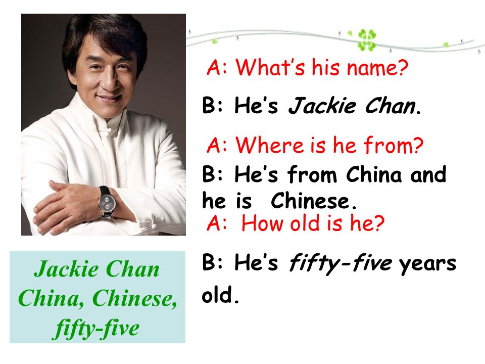 Jackie Chan China, Chinese, fifty-five
