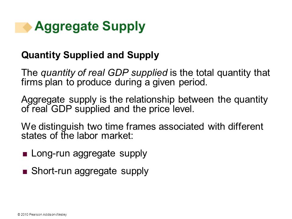 Aggregate Supply Quantity Supplied and Supply