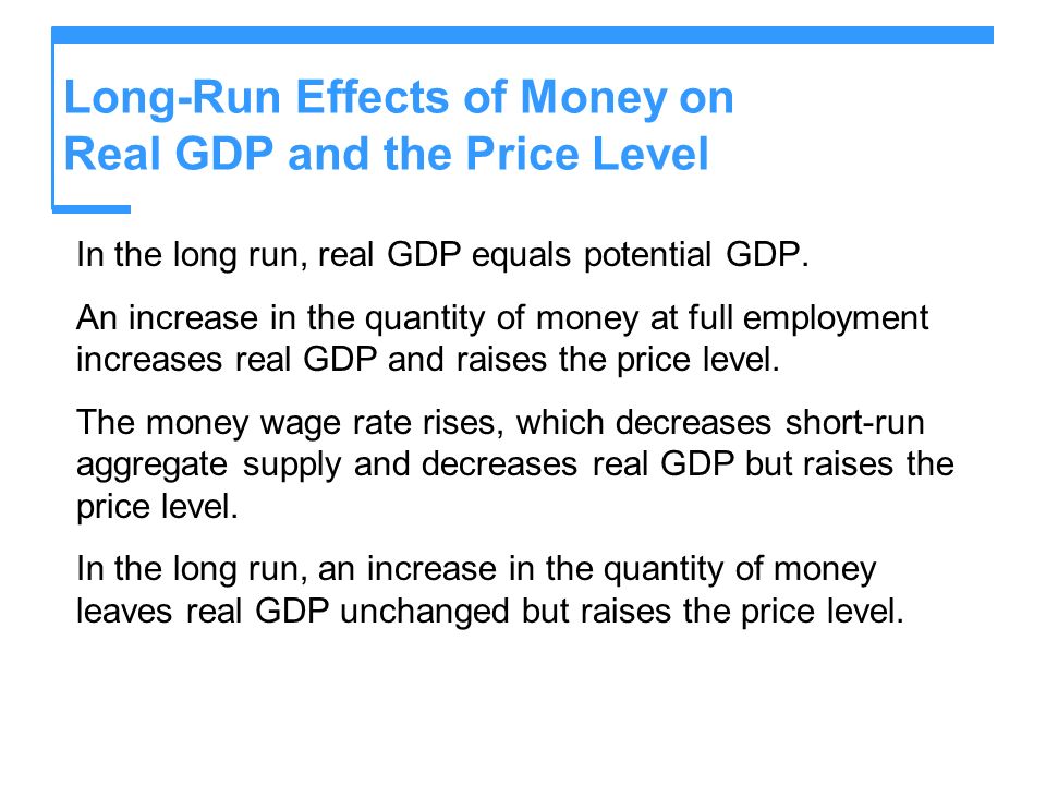 Long-Run Effects of Money on Real GDP and the Price Level