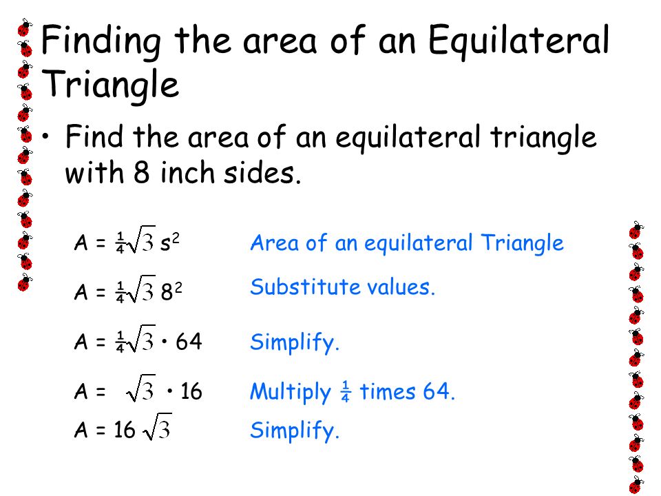 Finding the area of an Equilateral Triangle
