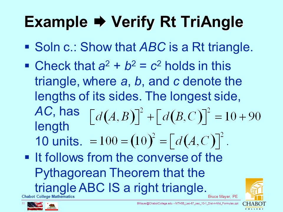 Example  Verify Rt TriAngle