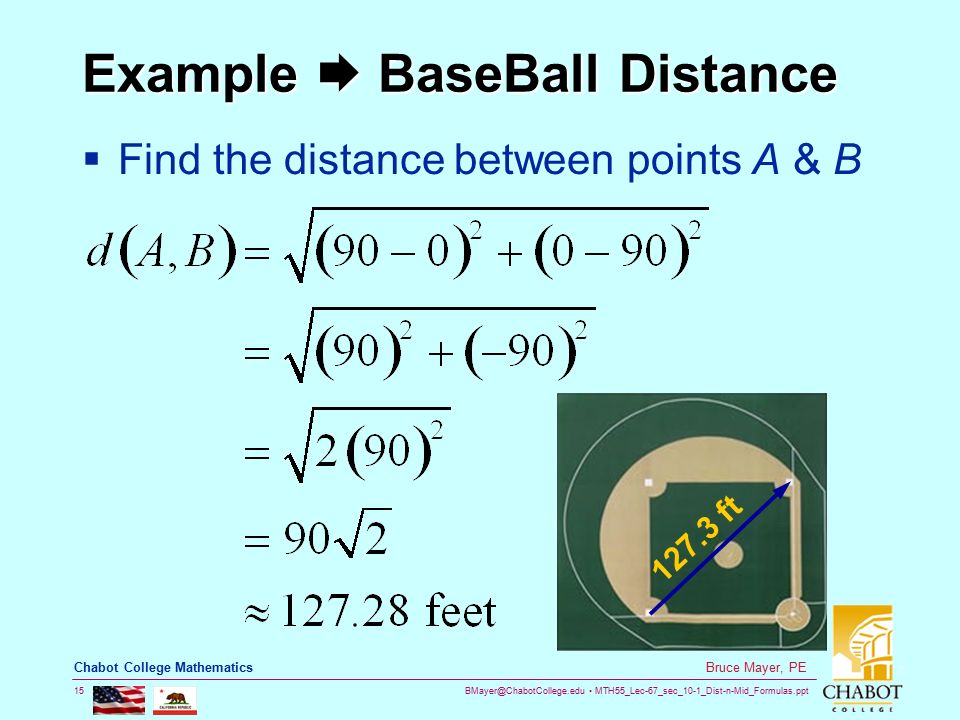 Example  BaseBall Distance