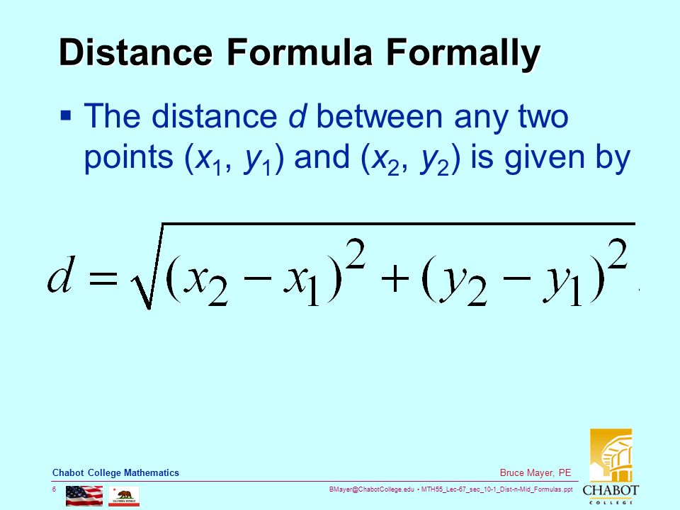Distance Formula Formally