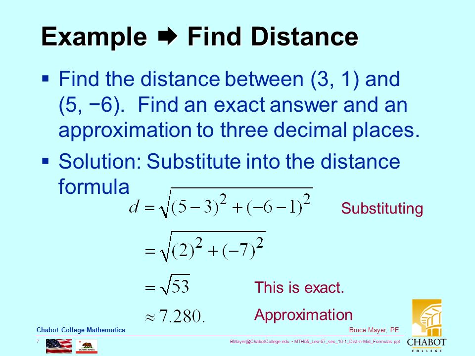 Example  Find Distance