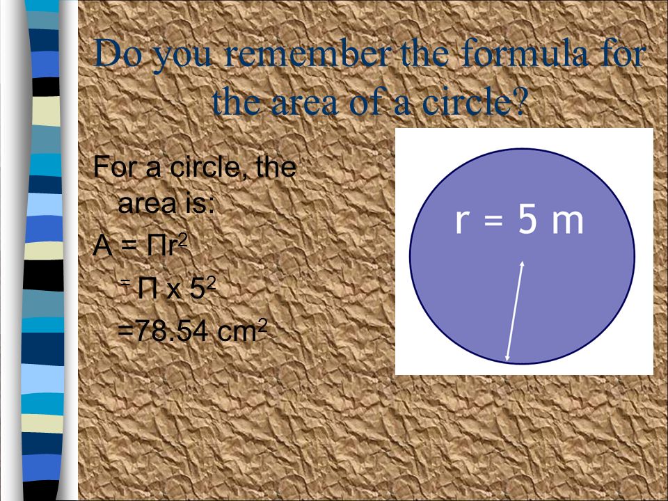 Do you remember the formula for the area of a circle