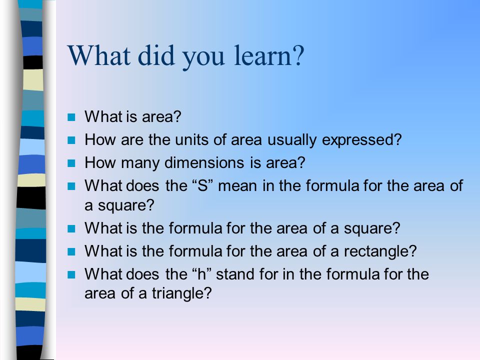 What did you learn What is area