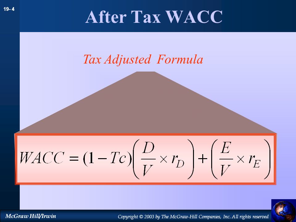 After Tax WACC Tax Adjusted Formula