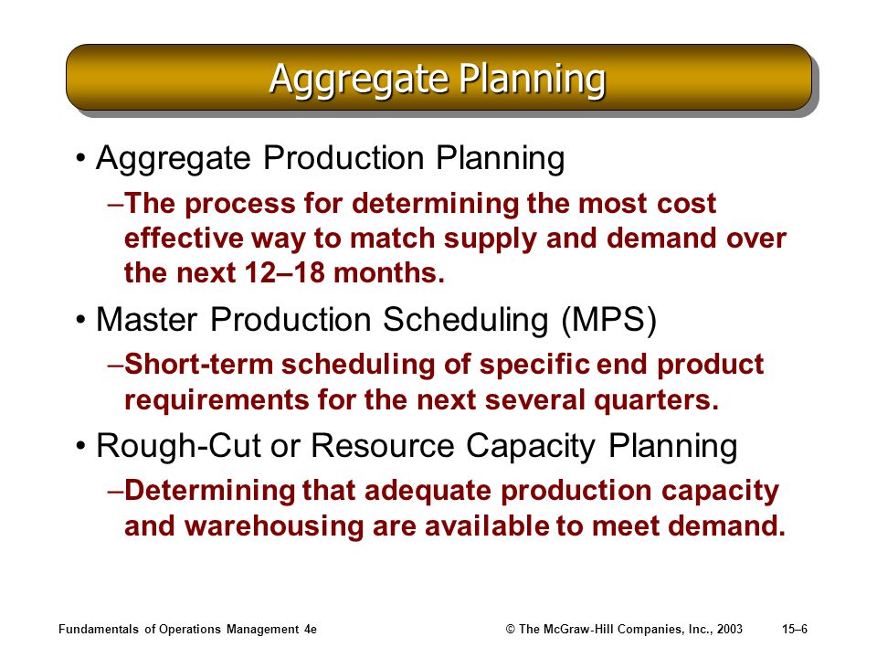 Aggregate Planning Aggregate Production Planning