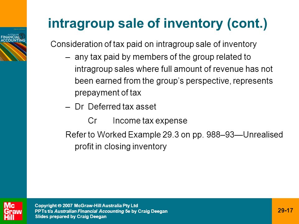 intragroup sale of inventory (cont.)